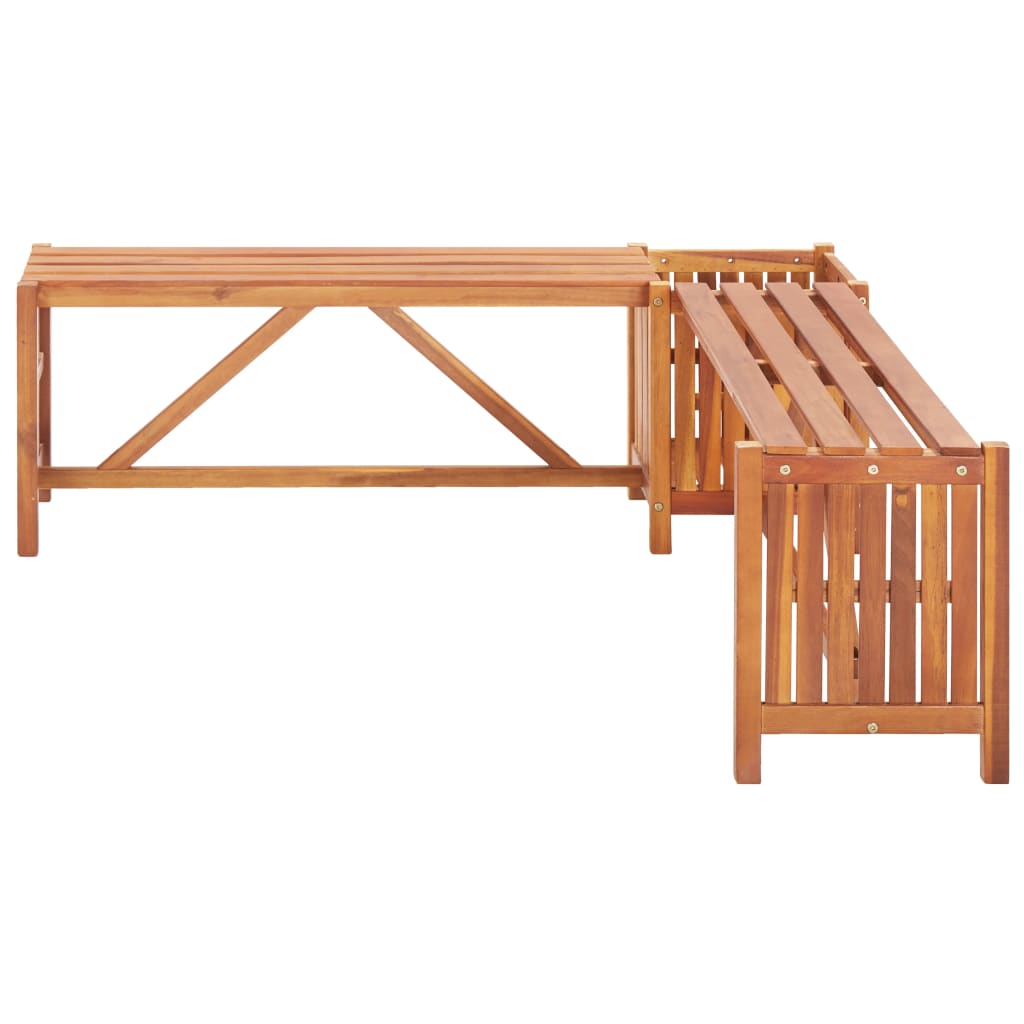 Garden Corner Bench with Planter Solid Acacia Wood