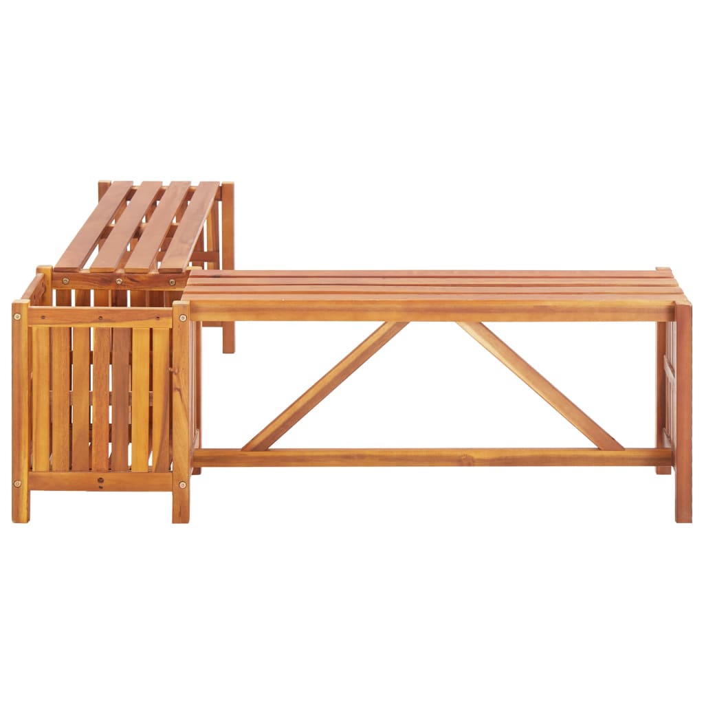 Garden Corner Bench with Planter Solid Acacia Wood