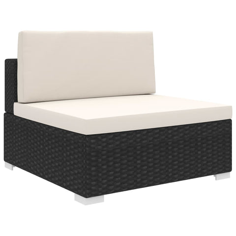 Sectional Middle Seat 1 pc with Cushions Poly Rattan Black