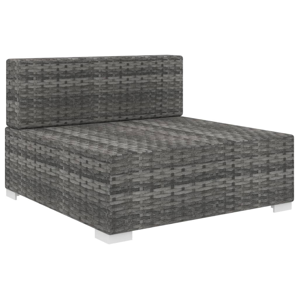 Sectional Middle Seat 1 pc with Cushions Poly Rattan Grey