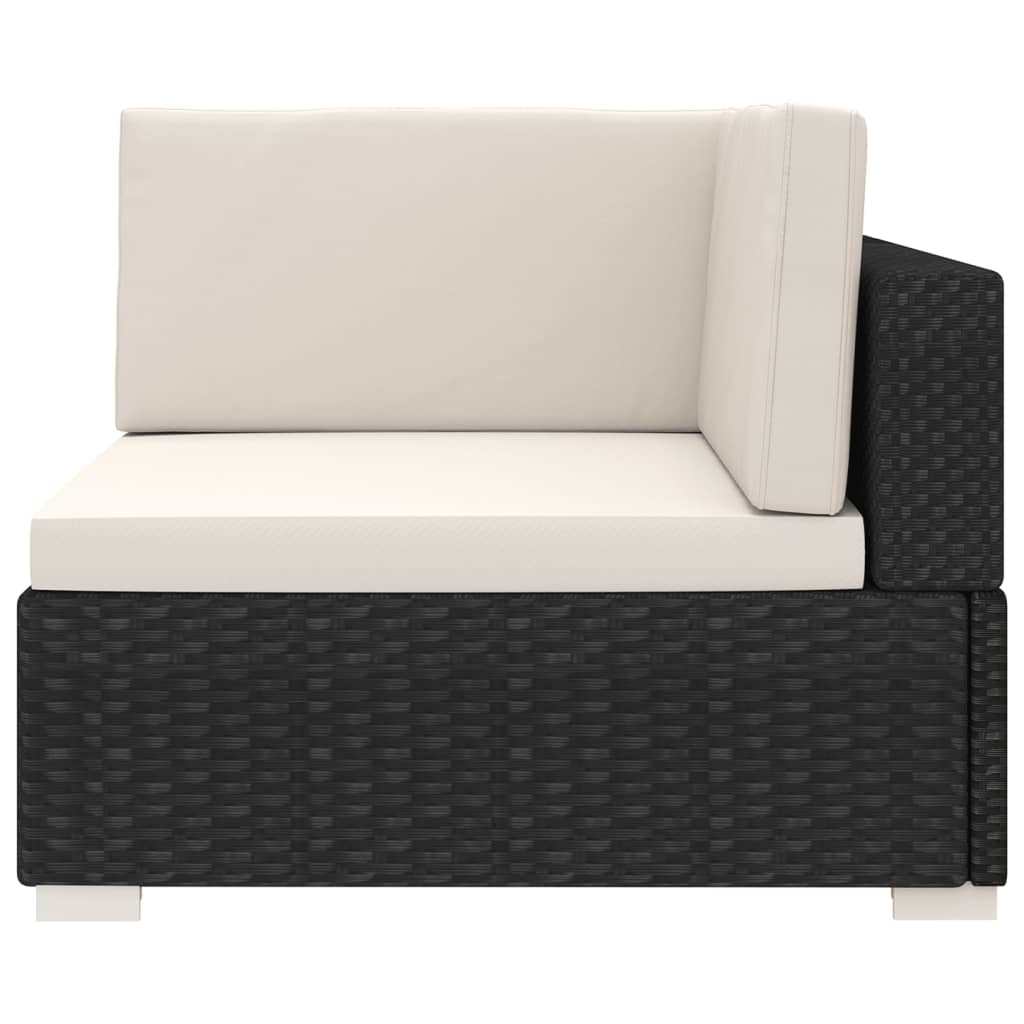 Sectional Corner Chair 1 pc with Cushions Poly Rattan Black