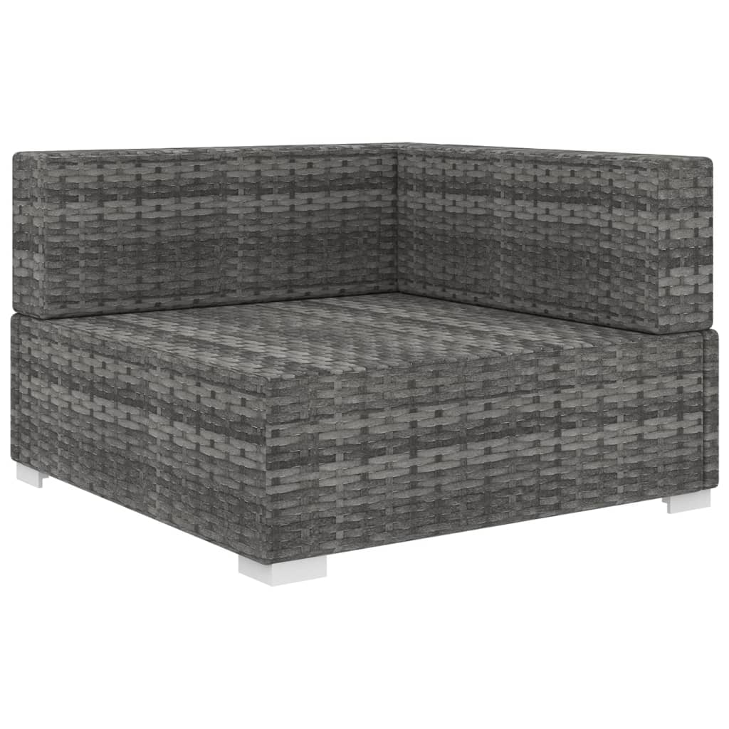 Sectional Corner Chair 1 pc with Cushions Poly Rattan Grey