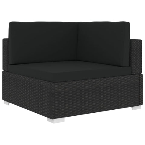 Sectional Corner Chair 1 pc with Cushions Poly Rattan Black