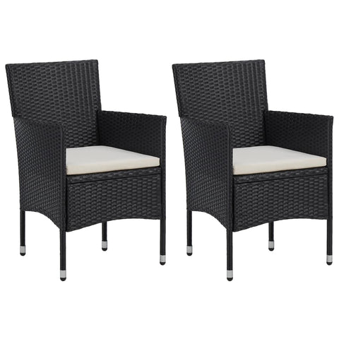 Garden Dining Chairs 2pcs Poly Rattan Black