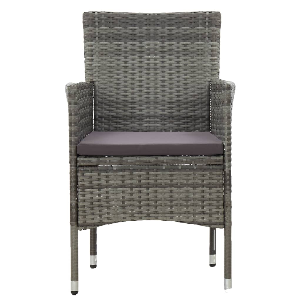 idaXL Garden Dining Chairs 2 pcs Poly Rattan Grey