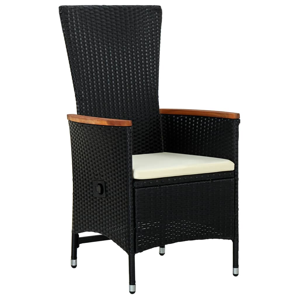 Outdoor Chairs 2 pcs with Cushions Poly Rattan Black