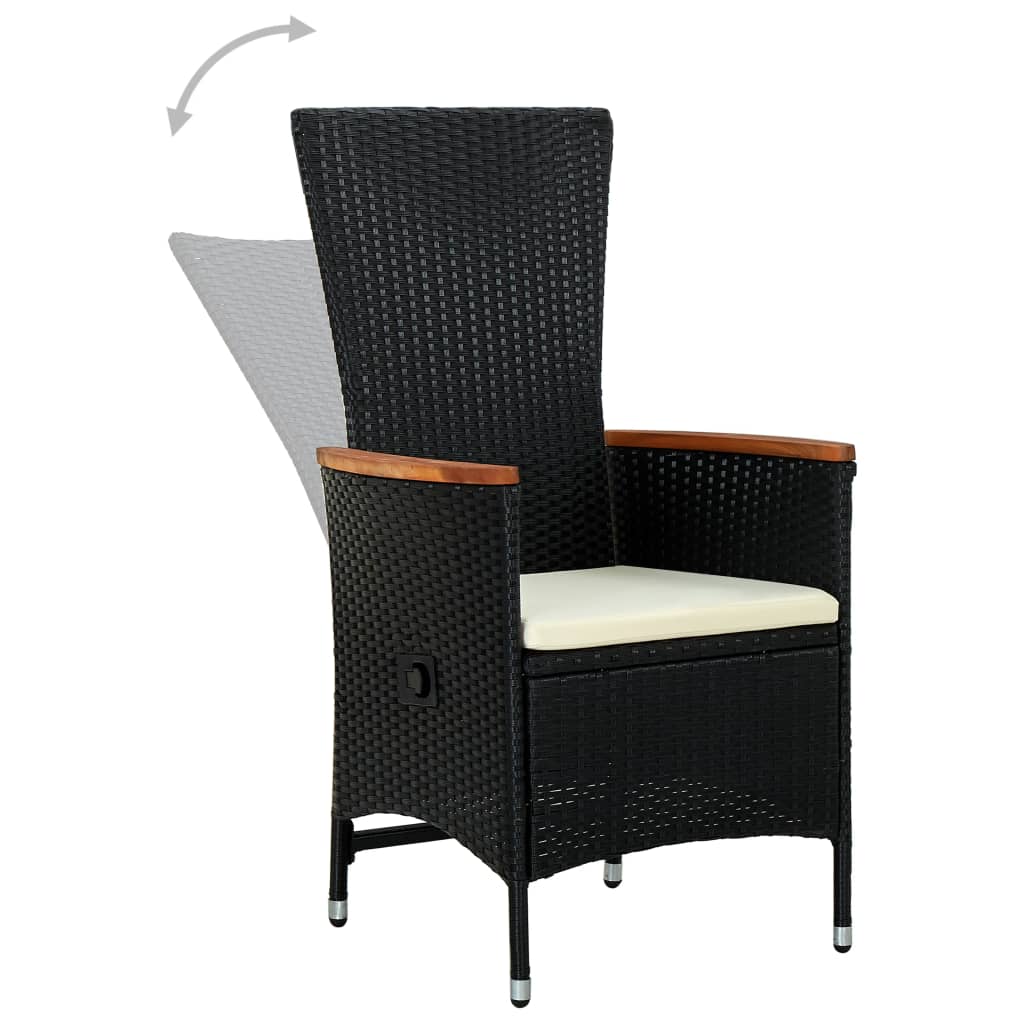 Outdoor Chairs 2 pcs with Cushions Poly Rattan Black