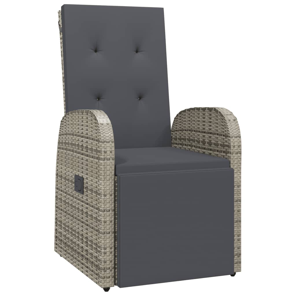 Reclining Garden Chair with Cushion Poly Rattan Grey