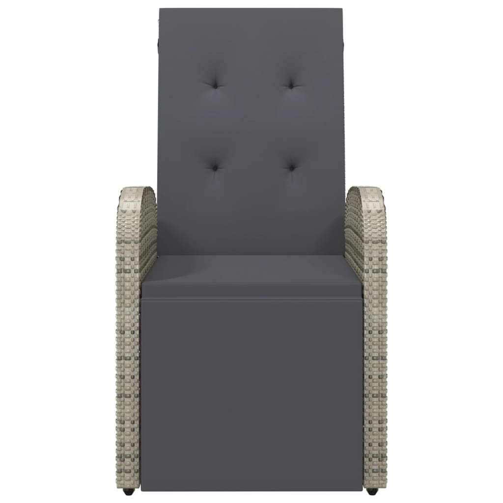 Reclining Garden Chair with Cushion Poly Rattan Grey