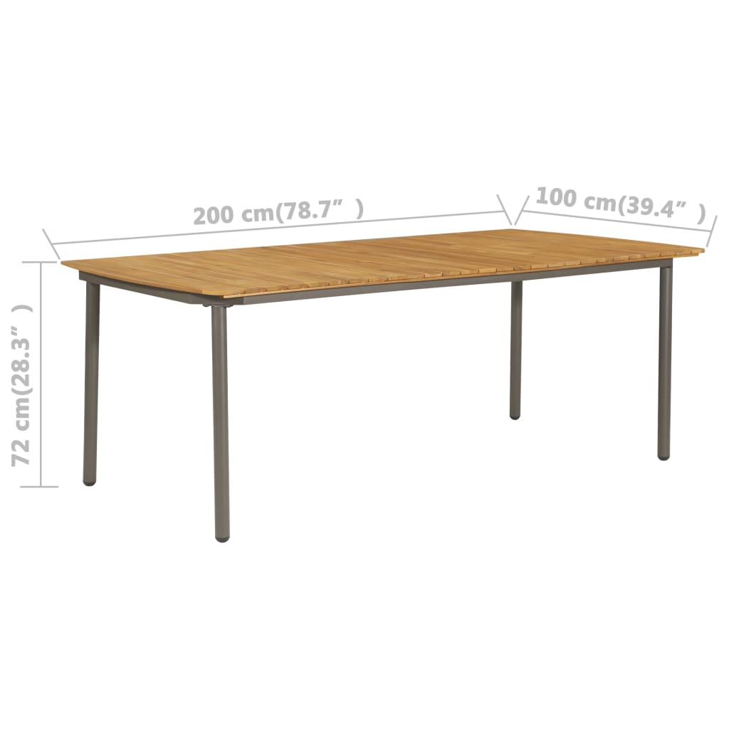 Garden Table Solid  Acacia Wood and Steel