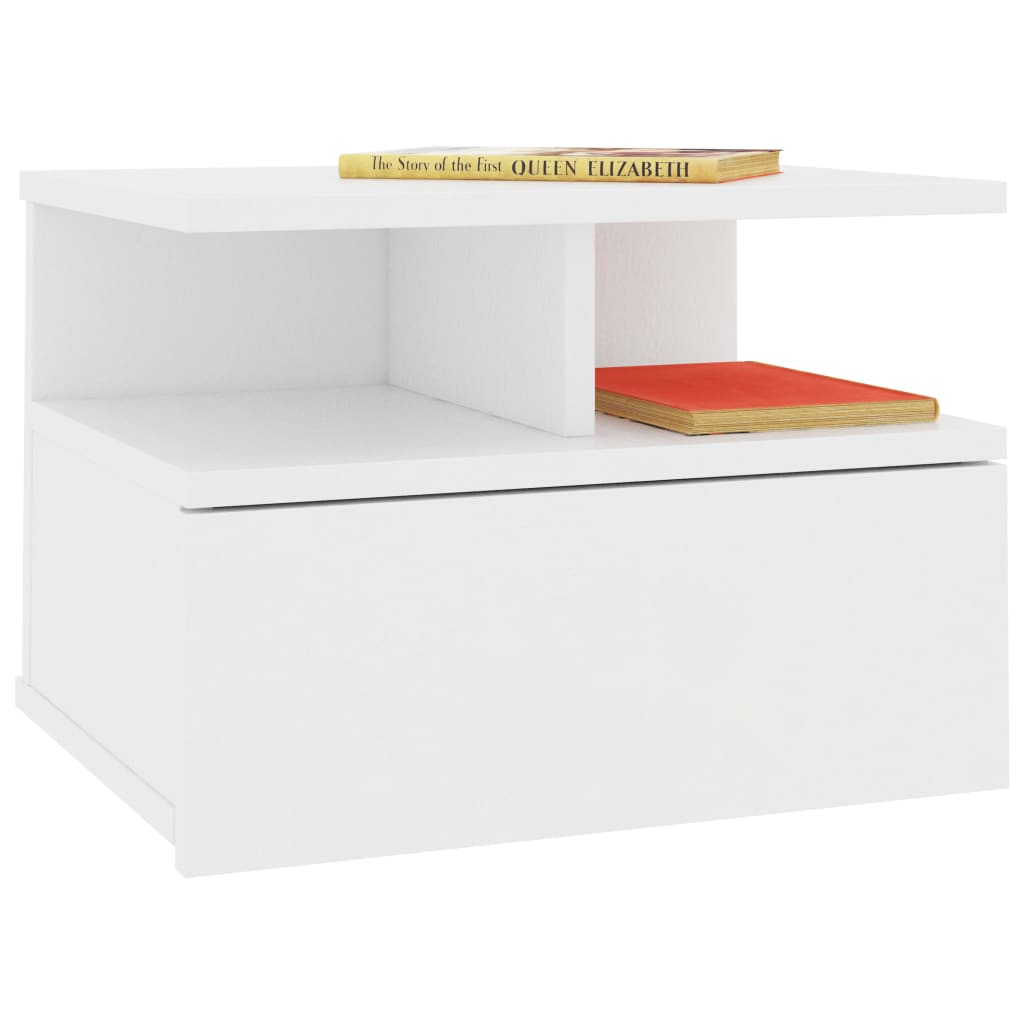 Floating Nightstand White Chipboard