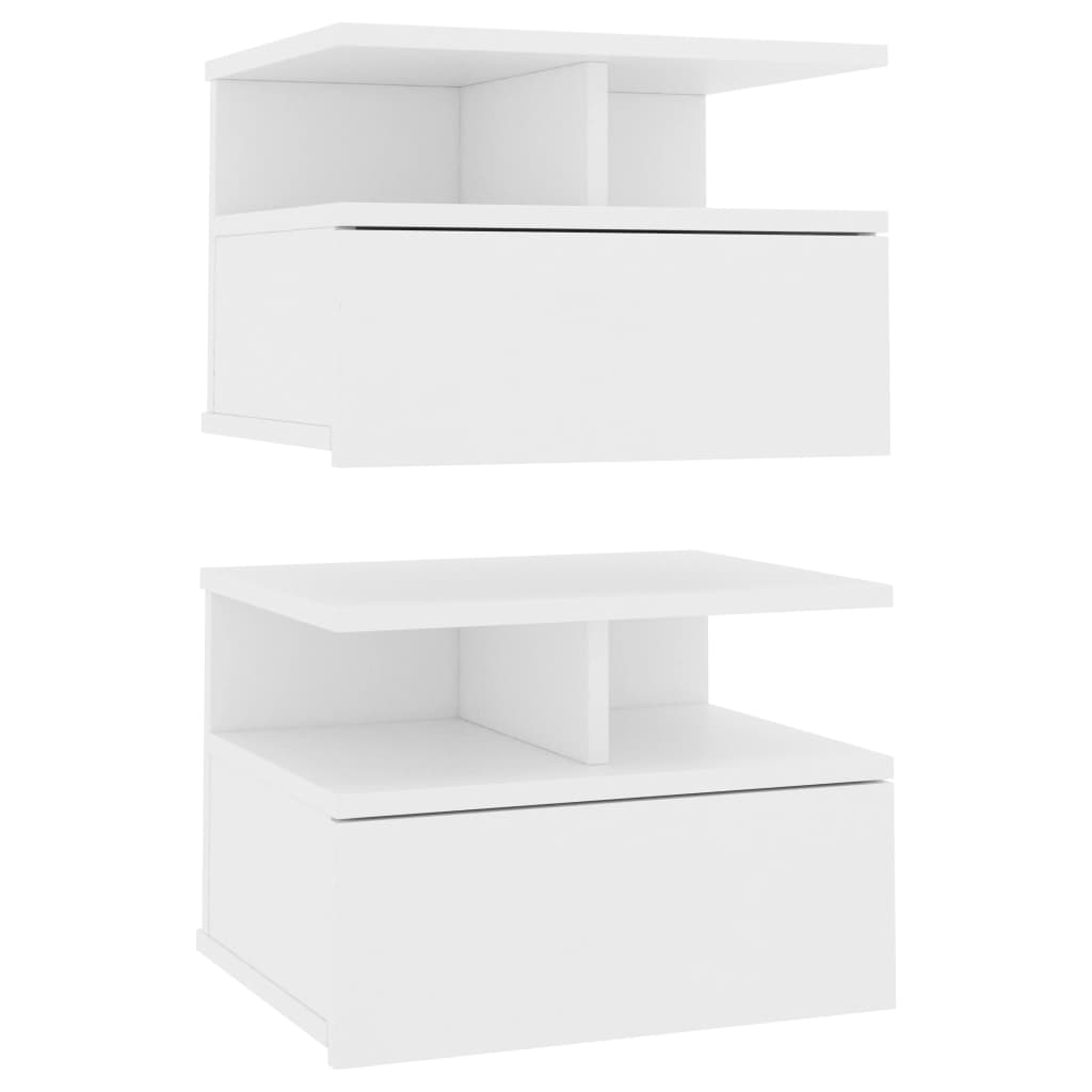 Floating Nightstands 2 pcs White Chipboard