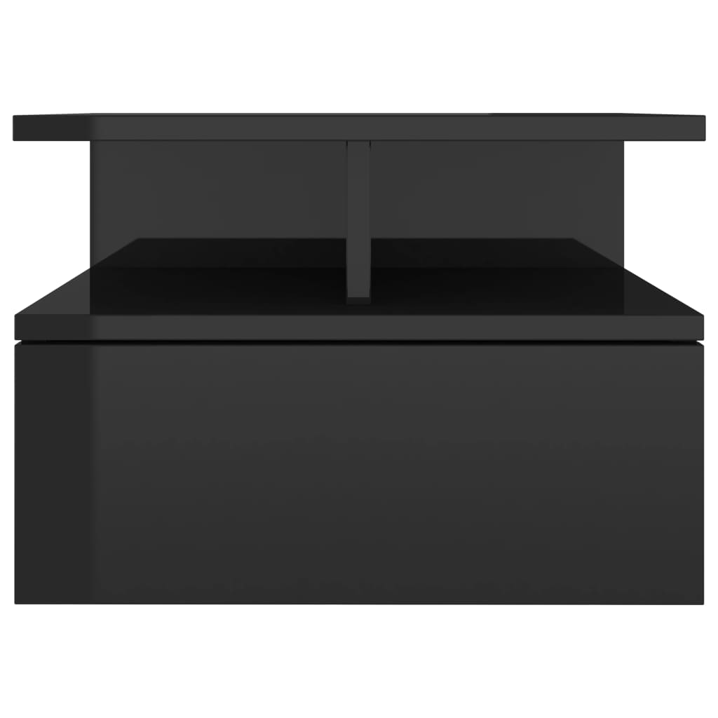 Floating Nightstands 2 pcs High Gloss Black  Chipboard