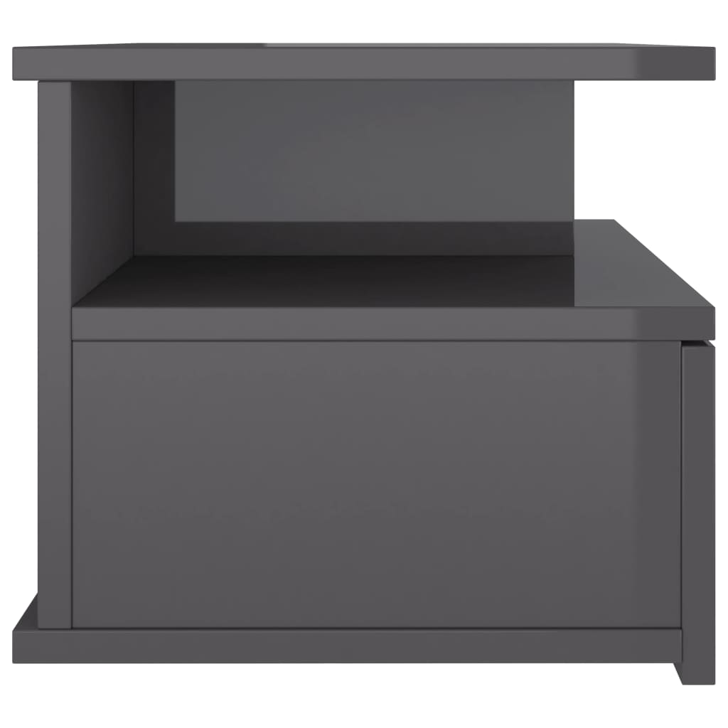 Floating Nightstand High Gloss Grey  Chipboard