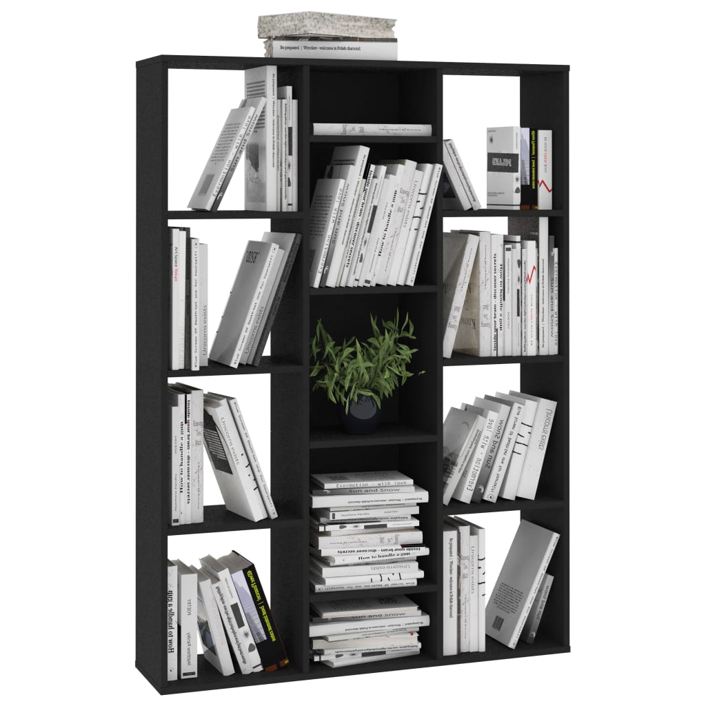 Room Divider/Book Cabinet Black Chipboard