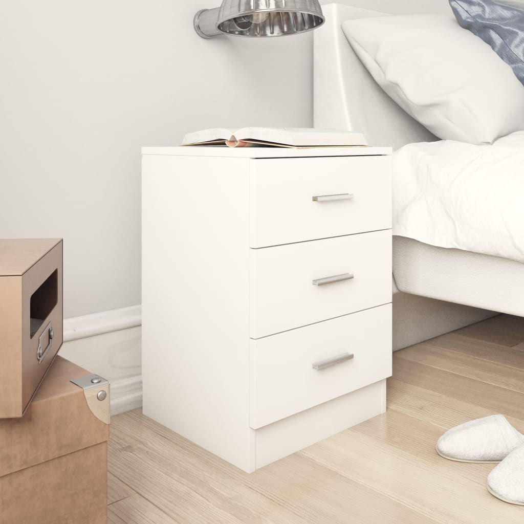 Bedside Cabinets 2 pcs White -Chipboard