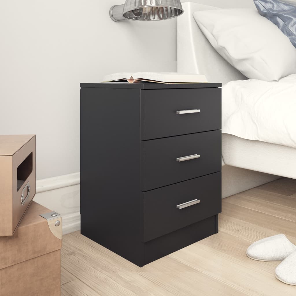 Bedside Cabinets 2 pcs Black  Chipboard