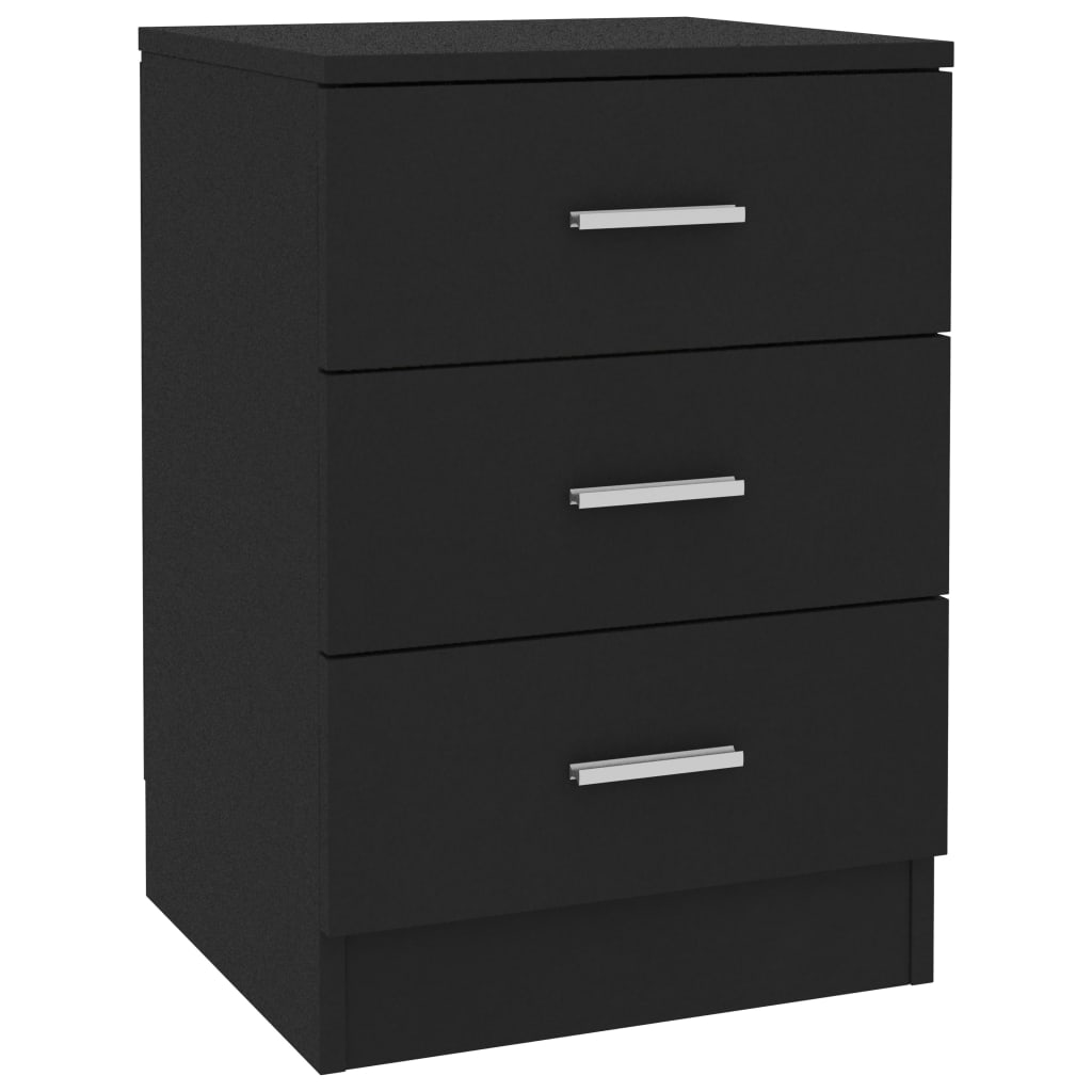 Bedside Cabinets 2 pcs Black  Chipboard