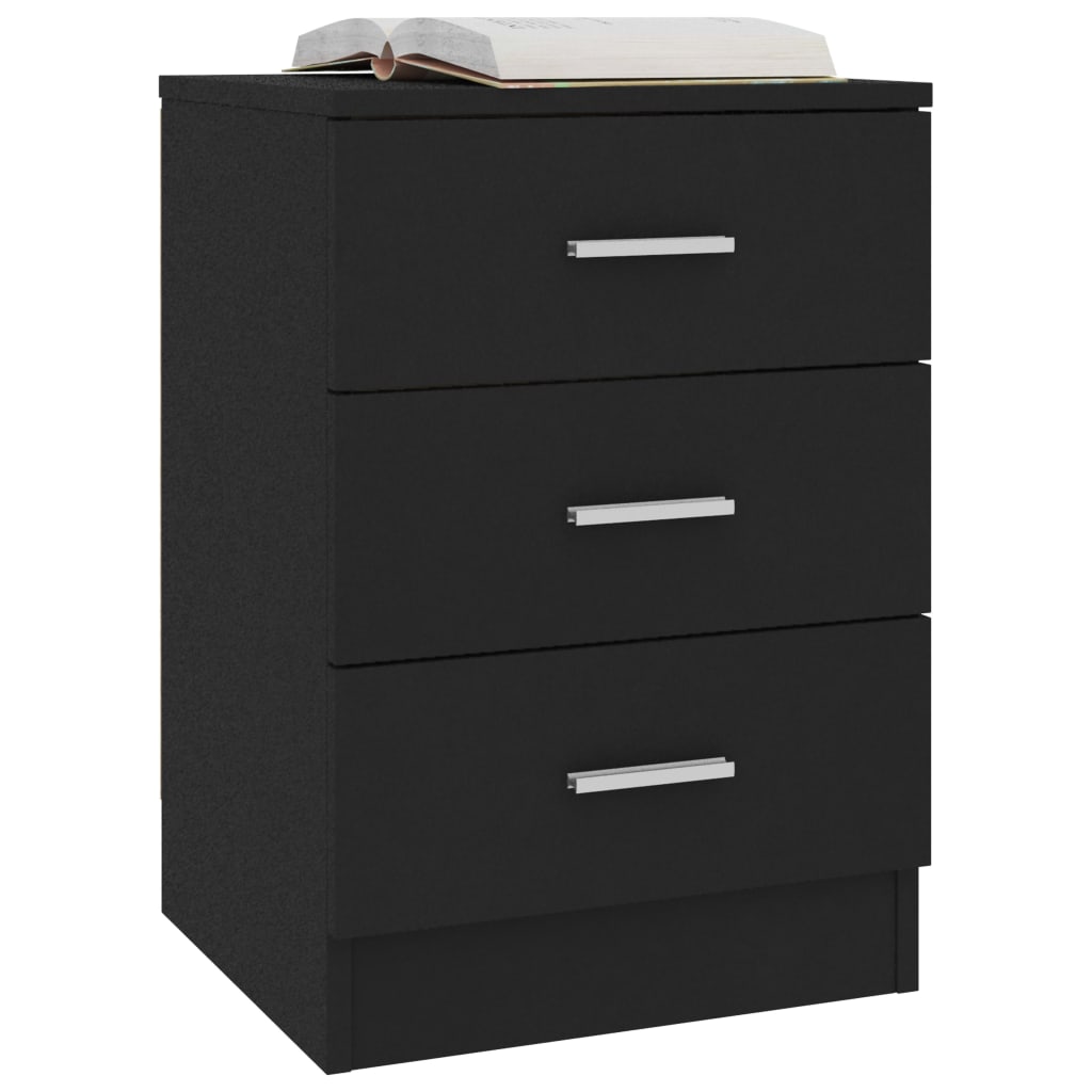 Bedside Cabinets 2 pcs Black  Chipboard