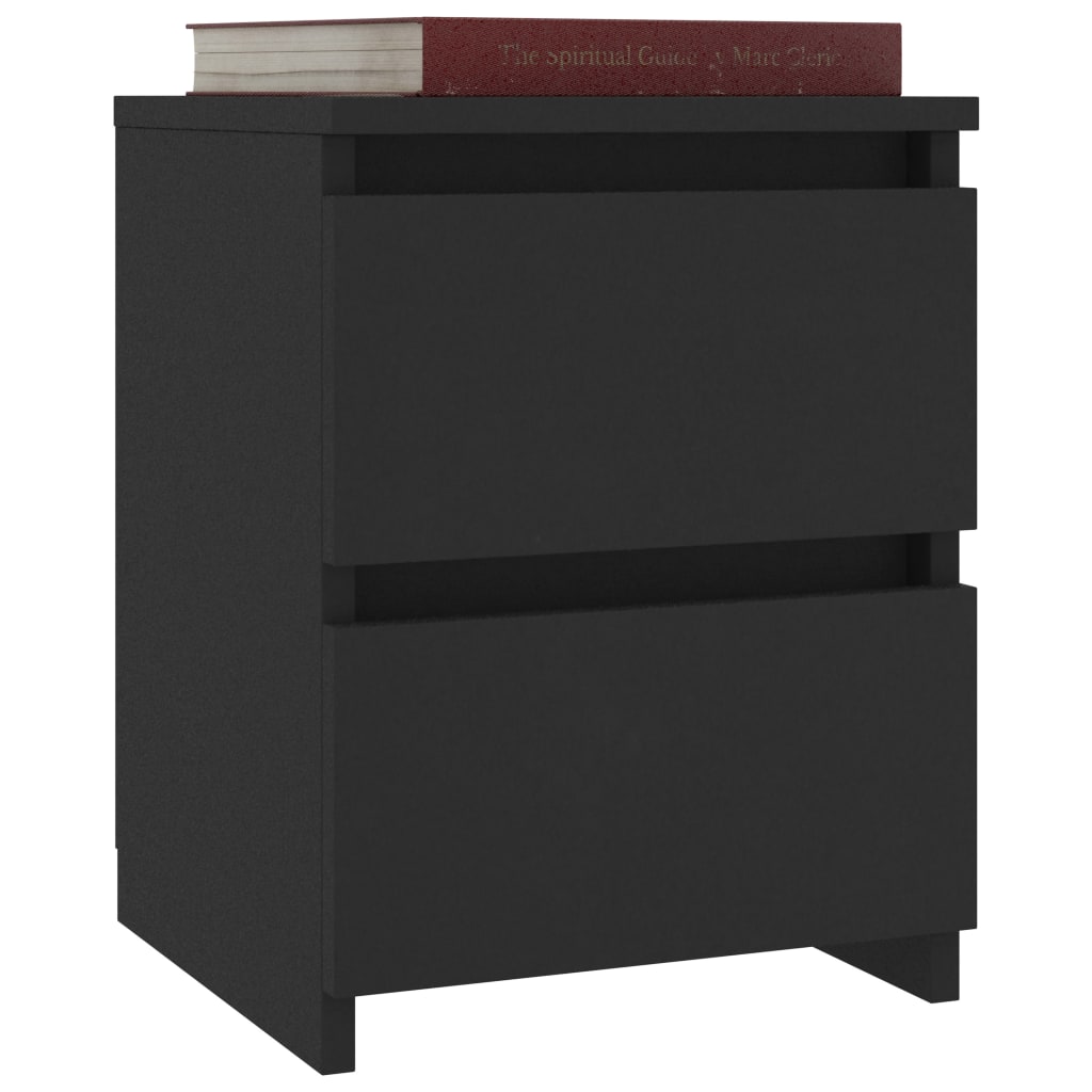 Bedside Cabinets 2 pcs Black - Chipboard