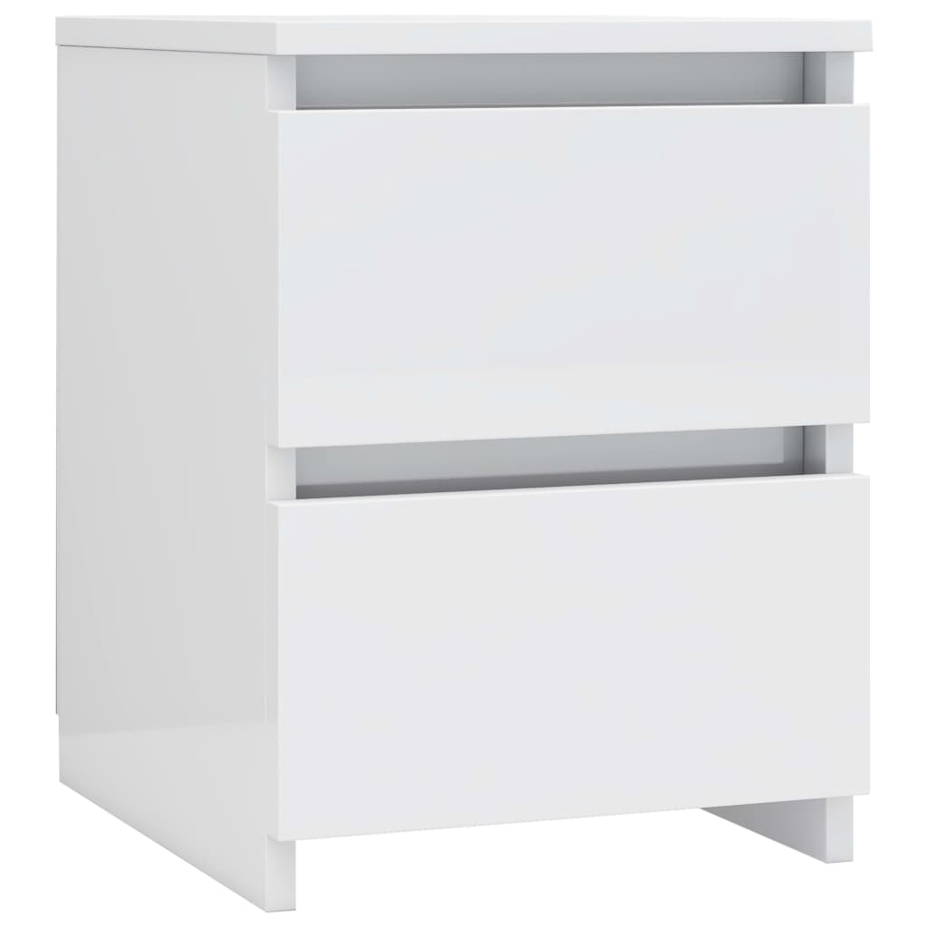 Bedside Cabinets 2 pcs High Gloss White  Chipboard