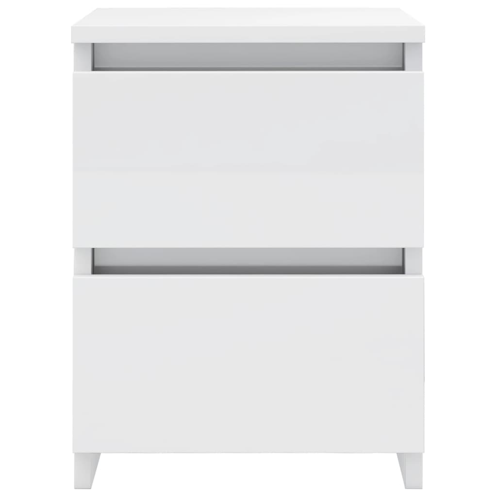 Bedside Cabinets 2 pcs High Gloss White  Chipboard