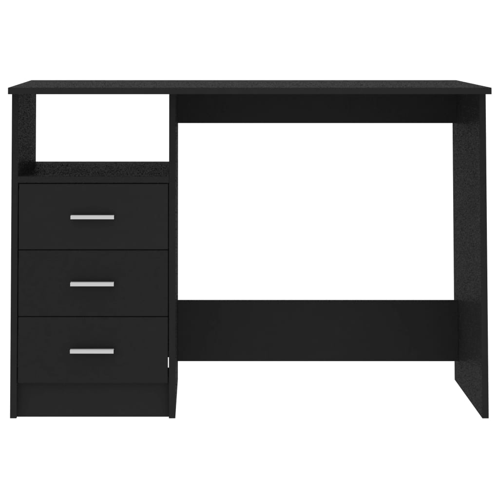 Desk with Drawers Black  Chipboard