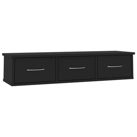 Wall-mounted Drawer Shelf Black Chipboard