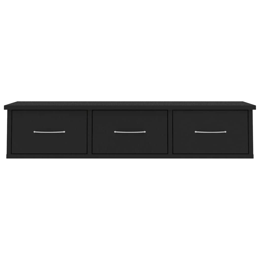 Wall-mounted Drawer Shelf Black Chipboard