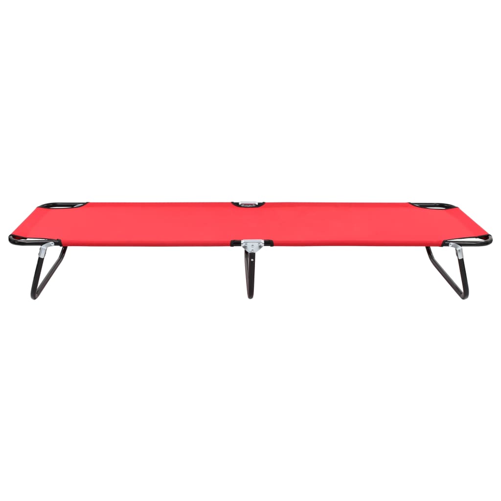 Folding Camping Cot Red Steel