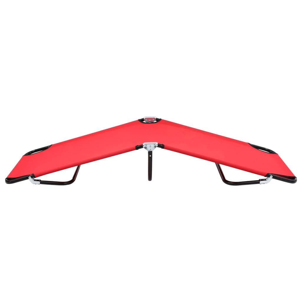 Folding Camping Cot Red Steel