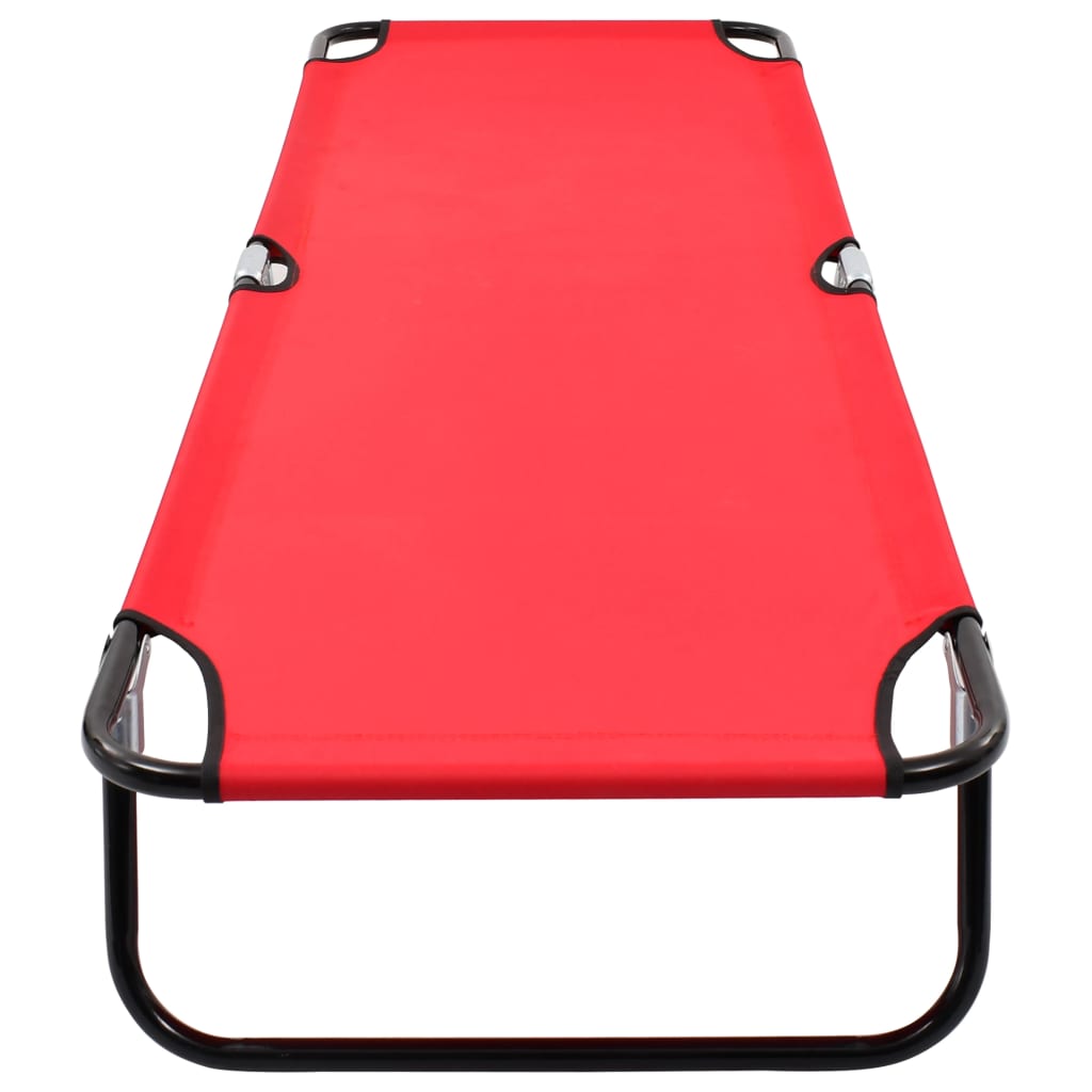 Folding Camping Cot Red Steel