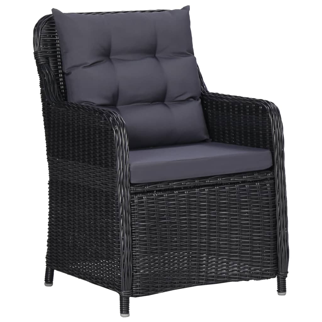 Garden Chairs 2 pcs with Cushions Poly Rattan Black