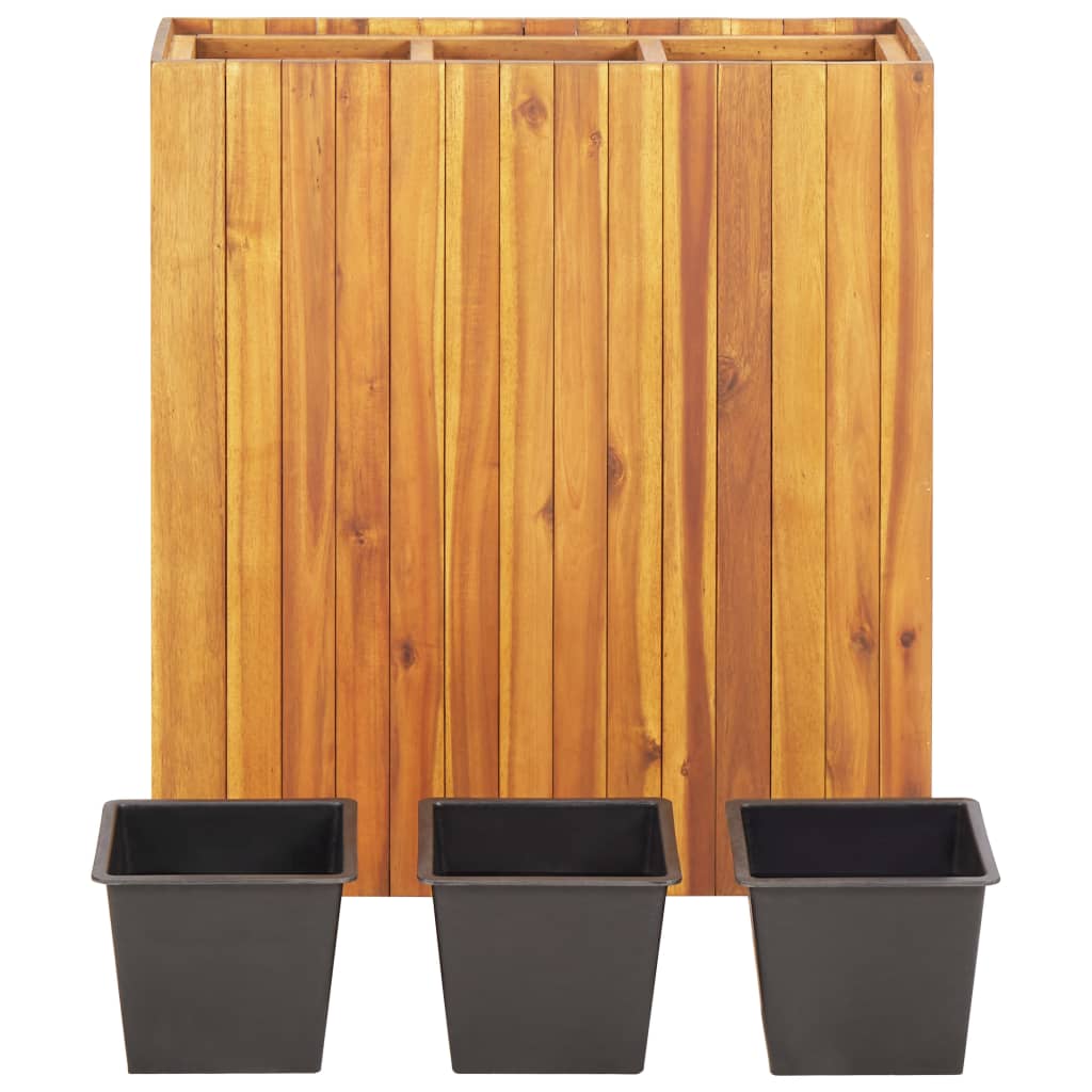 Garden Planter with 3 Pots Solid Acacia Wood