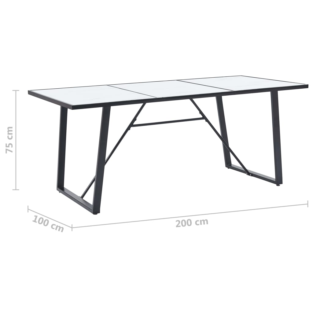 Dining Table White Tempered Glass