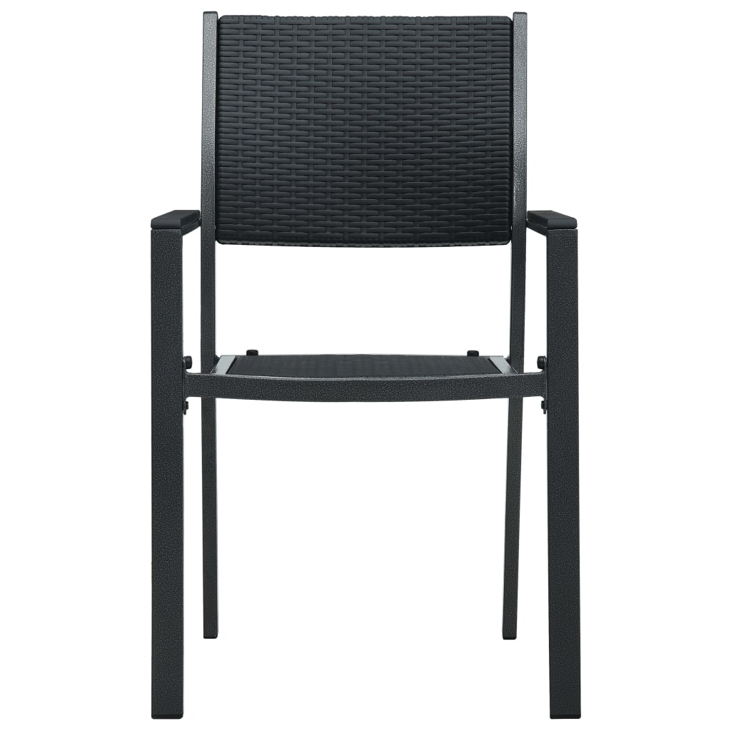 Garden Chairs 2 pcs Black Plastic Rattan Look