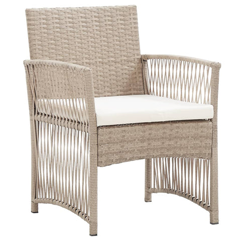 Garden Armchairs with Cushions 2 pcs Beige Poly Rattan