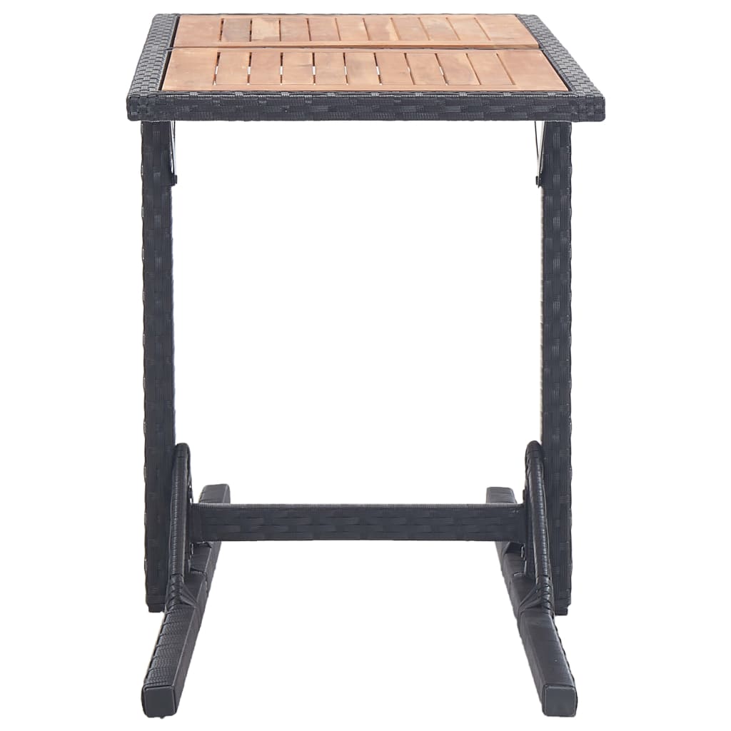 Garden Table Black Solid Acacia Wood