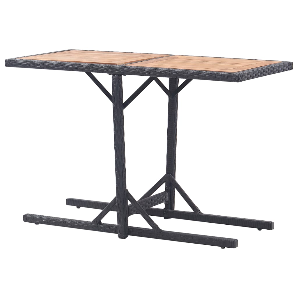 Garden Table Black Solid Acacia Wood