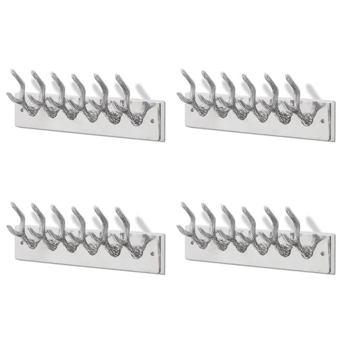 Wardrobe Coat Hooks 4 pcs Silver Aluminium