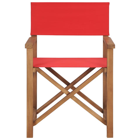 Director's Chair Solid Teak Wood Red