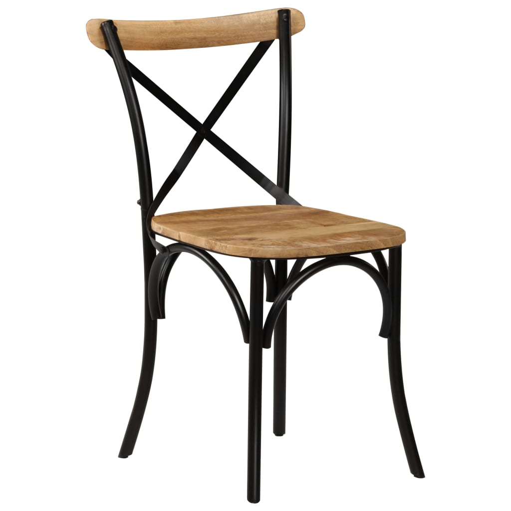 Cross Chairs 4 pcs Black Solid Mango Wood