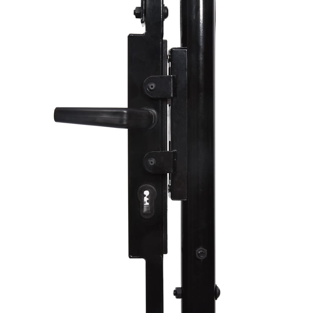 Fence Gate Double Door with Spike Top Steel 'Black