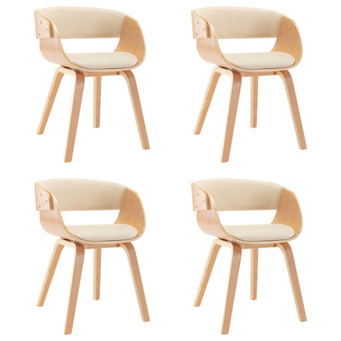 Dining Chairs 4 pcs Cream Bent Wood and Leather