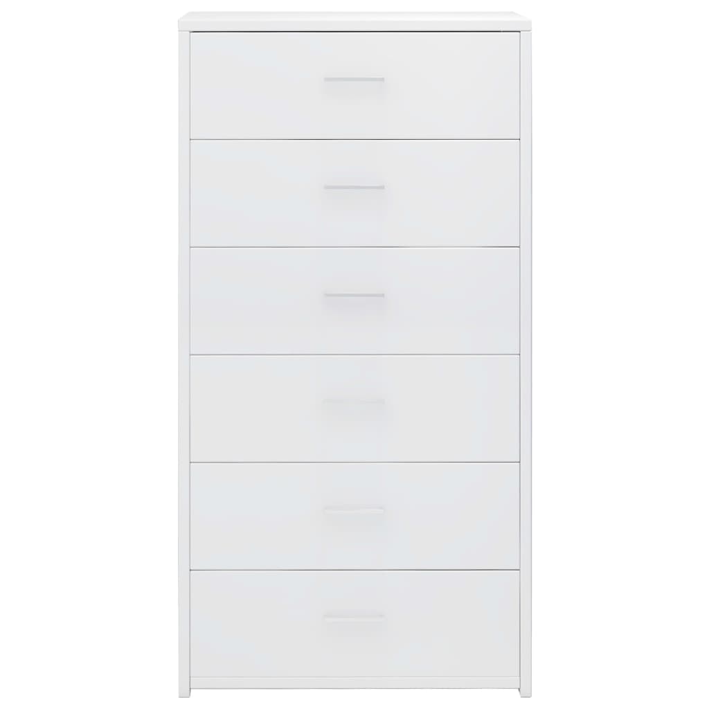 Sideboard with 6 Drawers High Gloss White -Chipboard