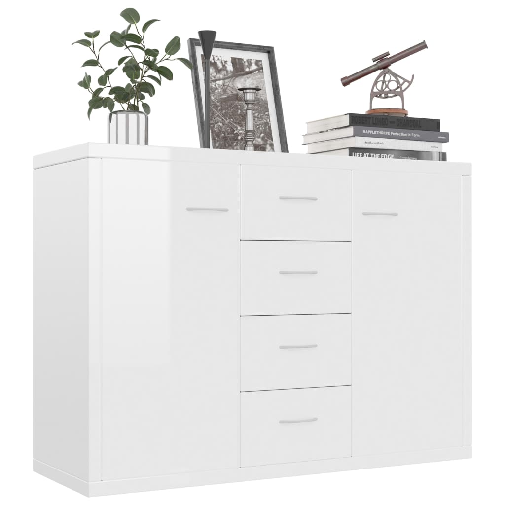 Sideboard High Gloss White,  Chipboard