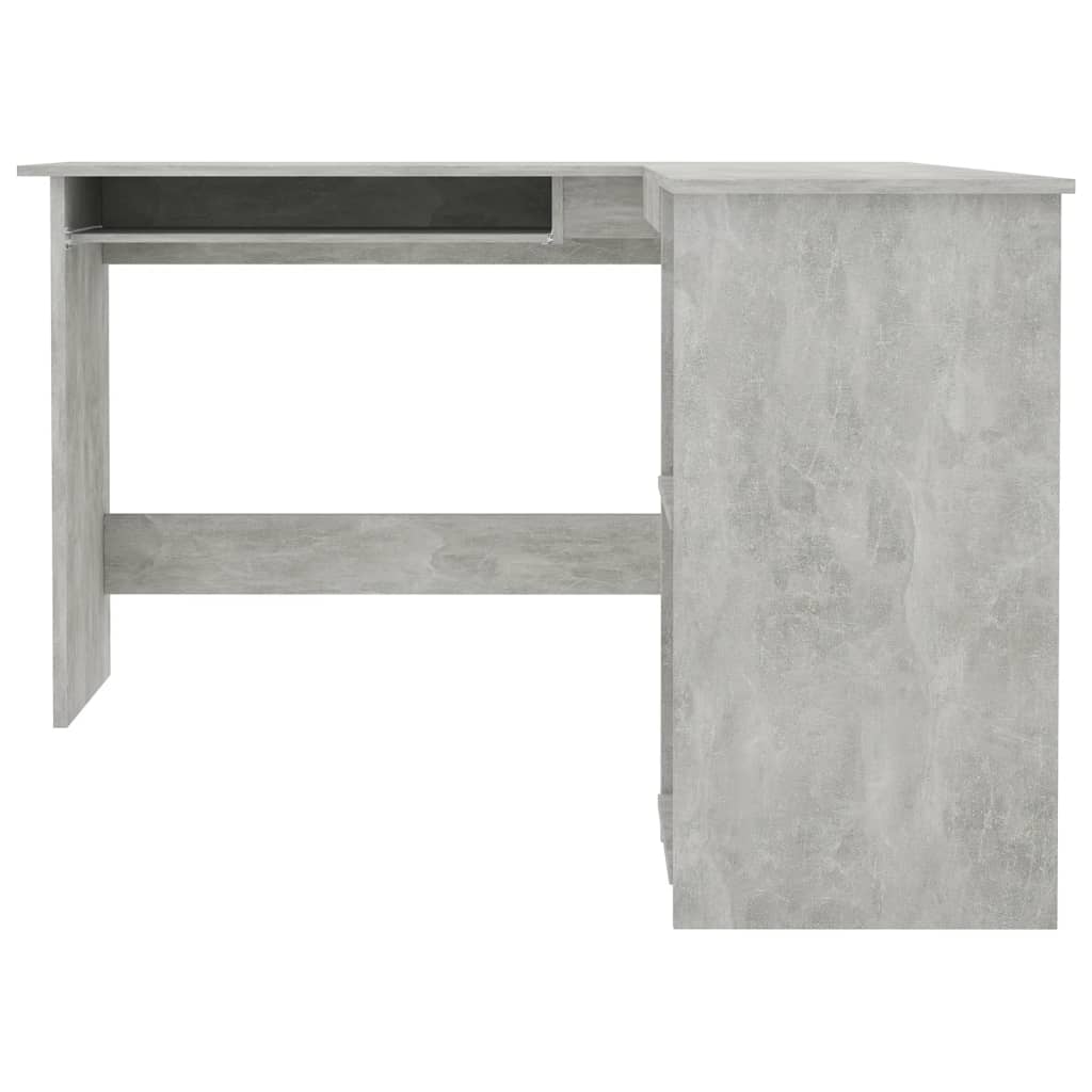 L-Shaped Corner Desk Concrete Grey  Chipboard