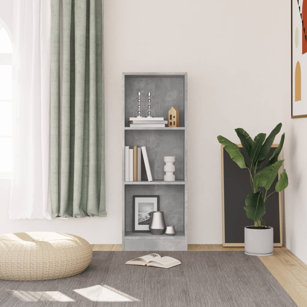 3-Tier Book Cabinet Concrete Grey  Chipboard