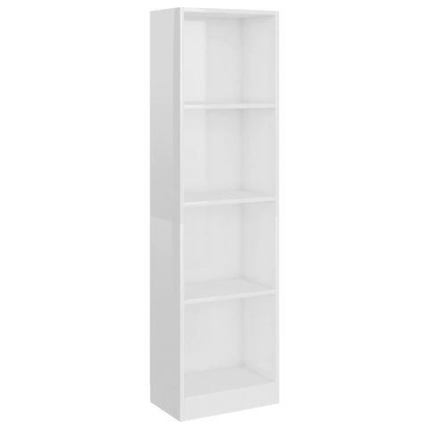 4-Tier Book Cabinet High Gloss White  Chipboard