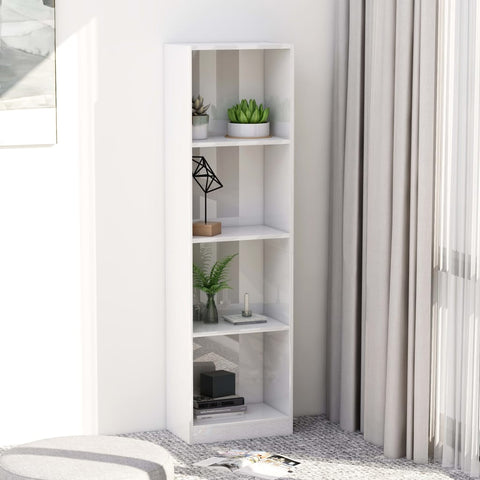 4-Tier Book Cabinet High Gloss White  Chipboard